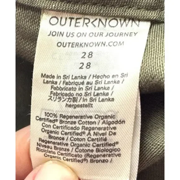 NWT Outerknown Sz 28 Olive Green Utility Military Organic Ctn Wide Leg Pockets - Picture 6 of 12